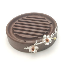 Pure tin plum sandalwood pot kung fu tea set solid wood tea pot pad tea play support tea set accessories tea tray holder