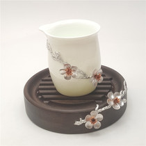 Gongdo Cup Tea Sea tea set inlaid tin white ceramic Gong tea set kung fu tea accessories