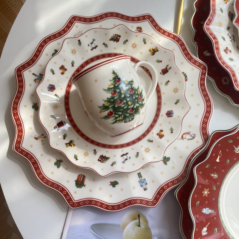 German Villeroy & Boch Christmas-Themed Ceramic Tableware Plates Soup Plates Household Mugs with Minor Flaws