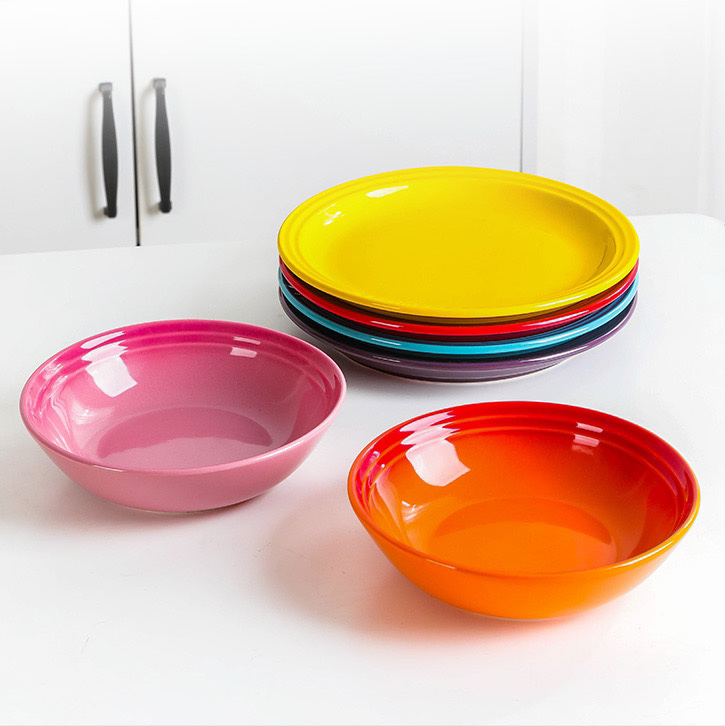 French Le Creuset Colorful Stoneware Salad Cereal Bowl Household Large Noodle Bowl Creative Deep Dish Plate Ceramic French Le Creuset Colorful Stoneware Salad Cereal Bowl Household Large Noodle Bowl Creative Deep Dish Plate Ceramic