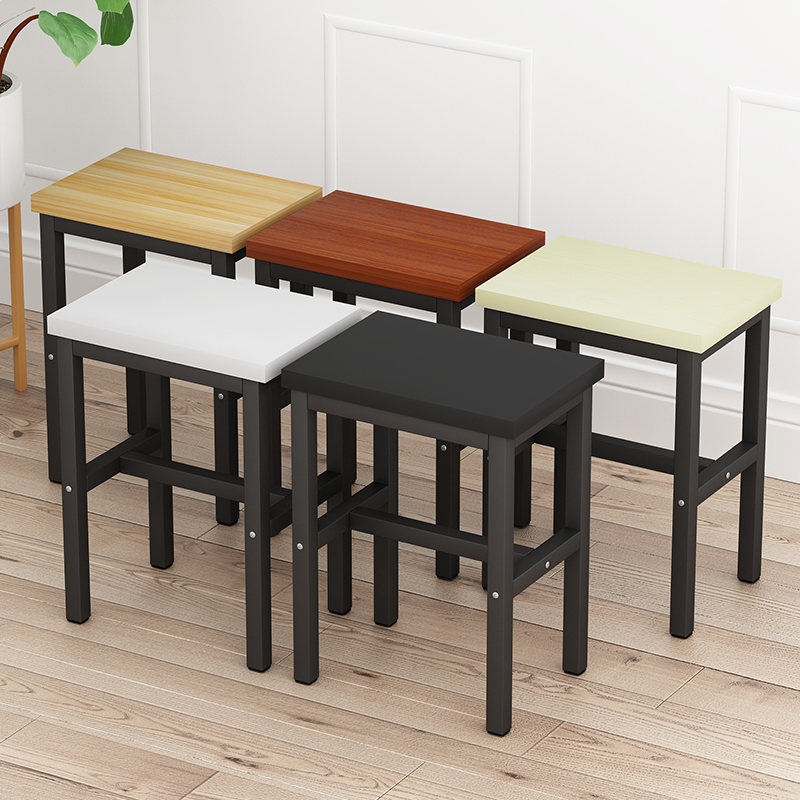 Chair Stool Thickening Workshop Work Bench Steel Wood Small Square Bench Dining Stool Color Home Stool Adult Student High Stool-Taobao