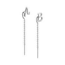 High-end atmospheric letter sterling silver ear wire earrings for women 2024 new hot style temperament tassel ear chain earrings