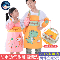Childrens painting apron painting clothes boys thin clothes art waterproof anti-dressing girls eating bibs summer