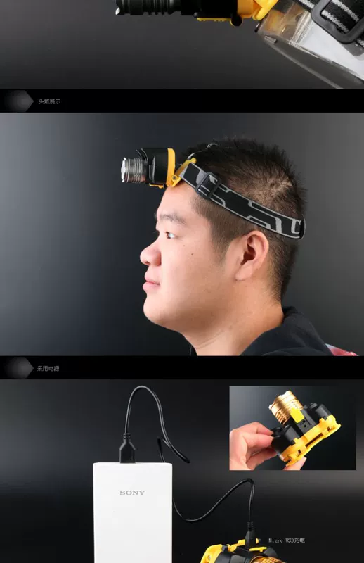 Zoom mạnh đầu đèn LED sạc dài tầm xa siêu sáng gắn đèn pin ban đêm câu cá ngoài trời chiếu sáng câu cá đèn pin siêu sáng chiếu xa 1500m