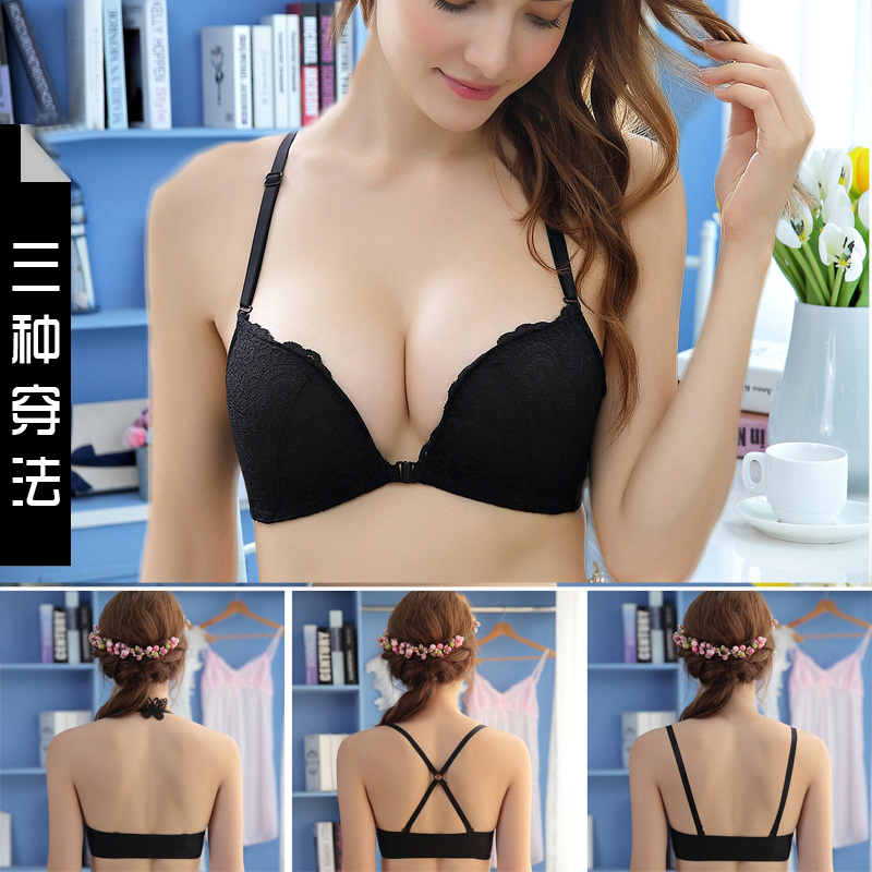 Mặt khóa mỏng tách mã C lớn vẻ đẹp trở lại sexy treo cổ tiếp xúc trở lại cross-ensyd mùa hè đen womens đồ lót áo ngực