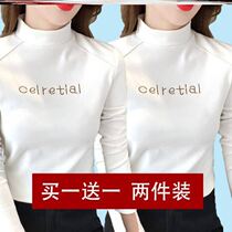 Easy Shang to buy one-to-one-sided Develvet warm beating undershirt autumn and winter semi-high collar blouses Long sleeves T-shirt Female 8