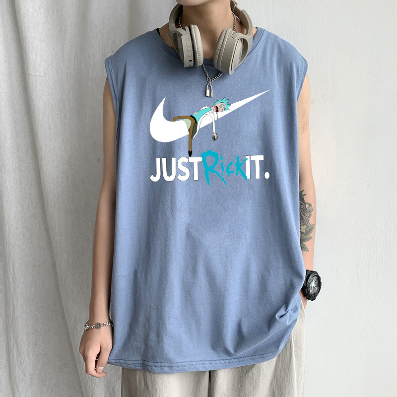 Sleeveless T-shirt male cotton tide tide in loose summer vests wear harbor movement cross-bar vest