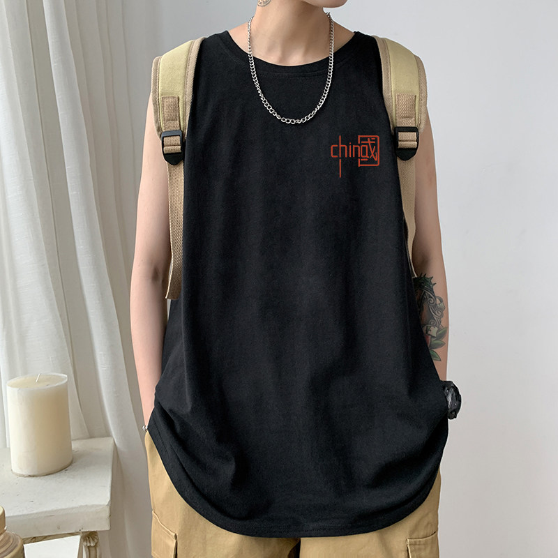 Vest Men's Summer Trend Sports Leisure Cotton Loose Versatile Vest National Tide Thin Basketball Sleeveless T-Shirt Men