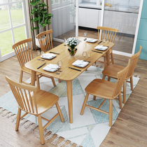 Nordic full solid wood dining table and chair combination Rectangular oak dining table Home restaurant modern simple small apartment dining table
