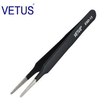 Vetus esd anti-static high-precision tweezers esd-13 302 stainless steel anti-magnetic and anti-acid watch repair beauty
