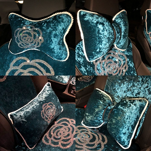 Горный чай с бантиком, зеленая милая подушка для шеи для автомобиля, с защитой шеи