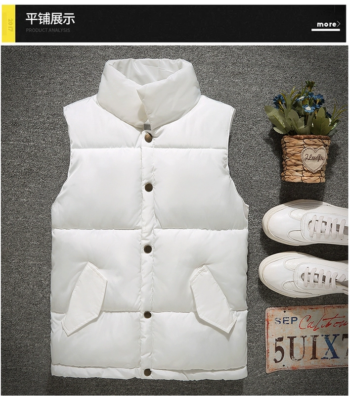 Mùa thu đông dày đôi áo vest cotton Phiên bản Hàn Quốc của chàng thanh niên tự canh đứng cổ áo xuống áo bông tinh thần chàng đỏ