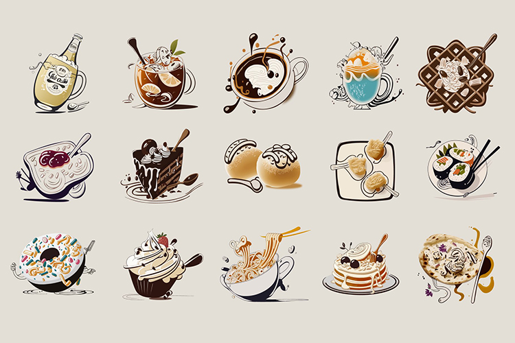 图片[7]-30款时尚潮流涂鸦快餐美食甜品点心餐饮插图插画ai设计素材源文件-cg男孩