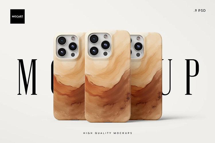 iPhone 15Pro塑料硅胶手机壳印花图案设计展示效果图psd样机素材-cg男孩