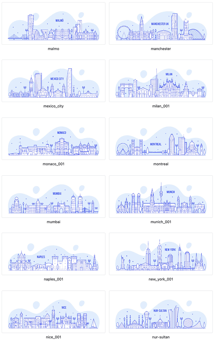 图片[5]-世界各地城市地标建筑线性插画AI矢量源文件PNG免抠图片设计素材-cg男孩
