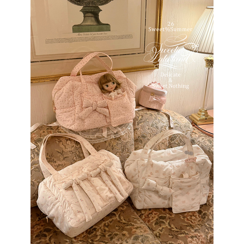 Lalacita/Staycute Original Printed Bowknot Floral Tofu Bag Extra Large Travel Bag Mommy Bag Lalacita/Staycute Original Printed Bowknot Floral Tofu Bag Extra Large Travel Bag Mommy Bag