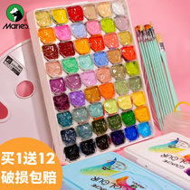 Marley jelly gouache paint set 54 colors Marley painting art students special painting professional watercolor supplies Marley brand 24-color small box Portable childrens beginner student tools