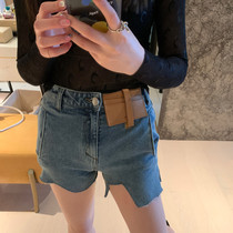 ins Super fire Korean designer irregular symmetrical personality denim shorts hot pants star same model thin woman