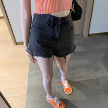 2021 summer ins Wind black denim shorts classic aw high waist hot pants loose thin legs long Net Red Women