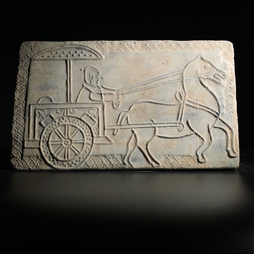 Qin Dynasty Mala Car Portrait of Hanxi Picture Material Qin Dai relief murals Qin brick and han wa gray ceramic