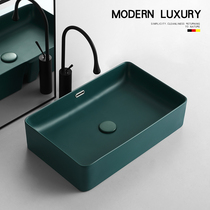 Nordic Ink Green Terrace Basin Home Balcony Wash Basin Single Basin Black Ceramic Small Size Face Basin Washbasin Pool