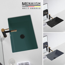 Nordic Ink Green Stage Basin Home Flush Wash Basin Single Basin Ceramic Face Basin Square Ash Black Wash Face Pool