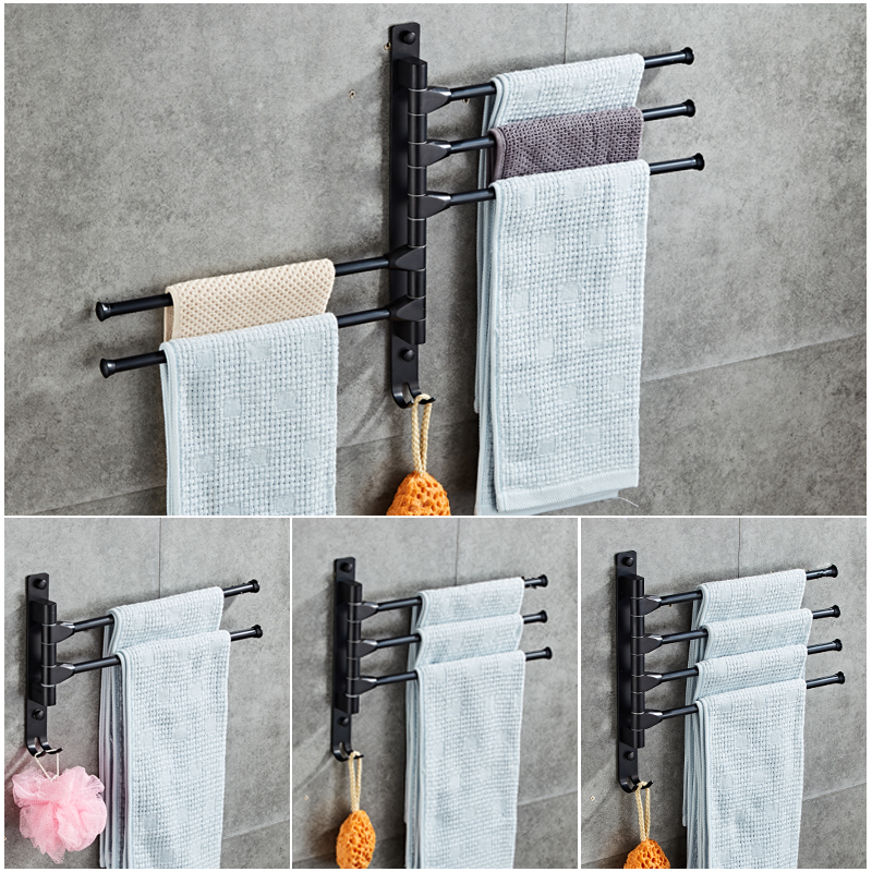 Black Space Aluminum Active Towel Rod towel rack Makeup Room Hang Towel Rack Subbathroom Pendant Bathroom Hardware