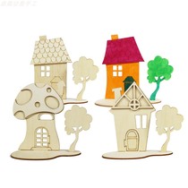 Wooden blank three-dimensional scene small house ornaments Childrens handmade DIY graffiti wood board painting acrylic mud production