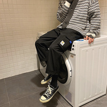 Overalls mens Korean version of the trend autumn French loose drop straight pants student wild tide brand casual pants
