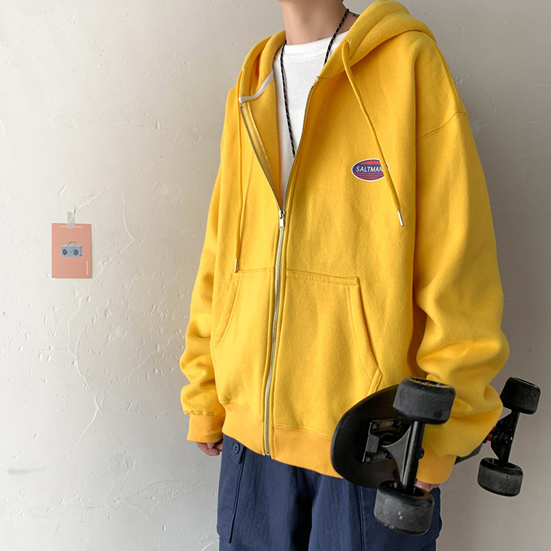 Spring Autumn Jacket Male Korean version Trend Ins Tide Cards Loose teen student 100 hitch cardiovert cotton T casual jacket