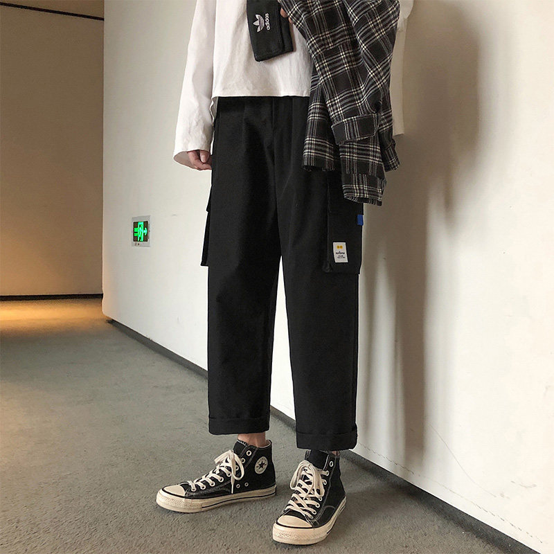 Overalls men's pants Nine-point casual pants Korean version of the trend brand wild Harajuku wind straight tube wide leg work pants