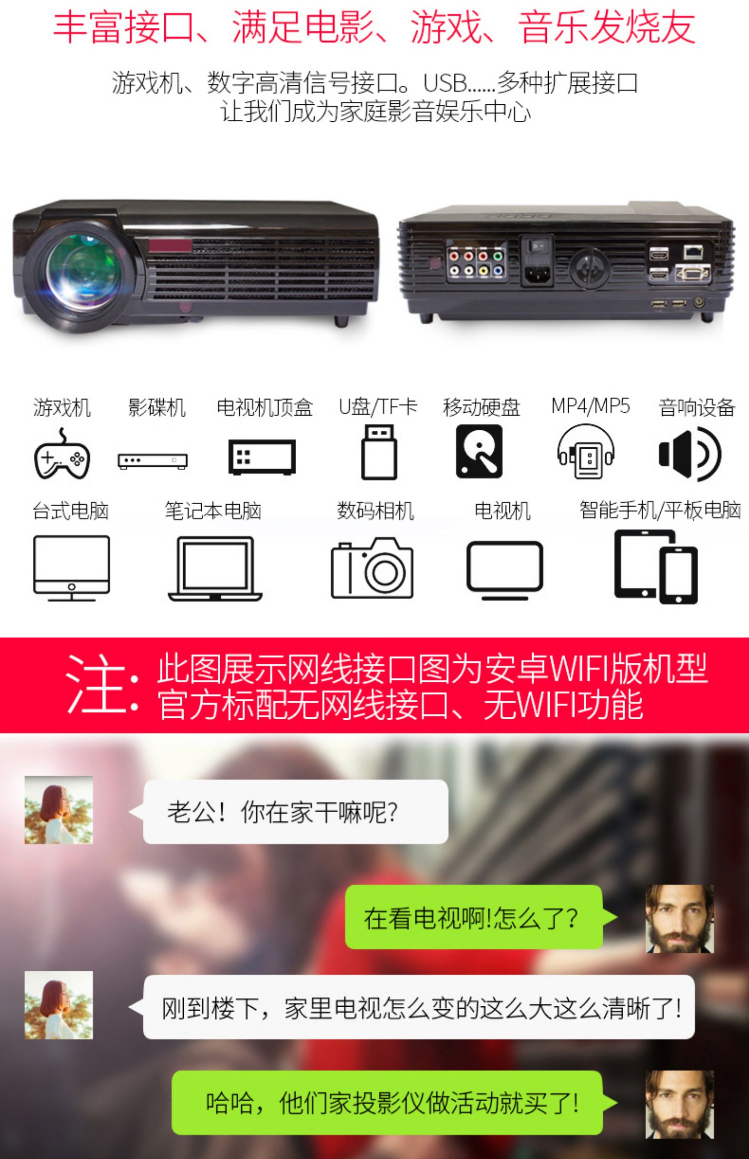 Máy bay ném bom mới led-96g máy chiếu gia đình wifi không dây HD 1080p điện thoại di động máy chiếu wifi nhà hát thông minh 3d máy chiếu nhỏ cầm tay văn phòng kinh doanh giảng dạy - Máy chiếu