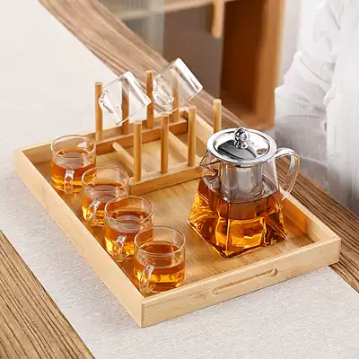 Thickened glass high temperature resistant flower teapot filter black tea maker kung fu tea set tea tray set living room home