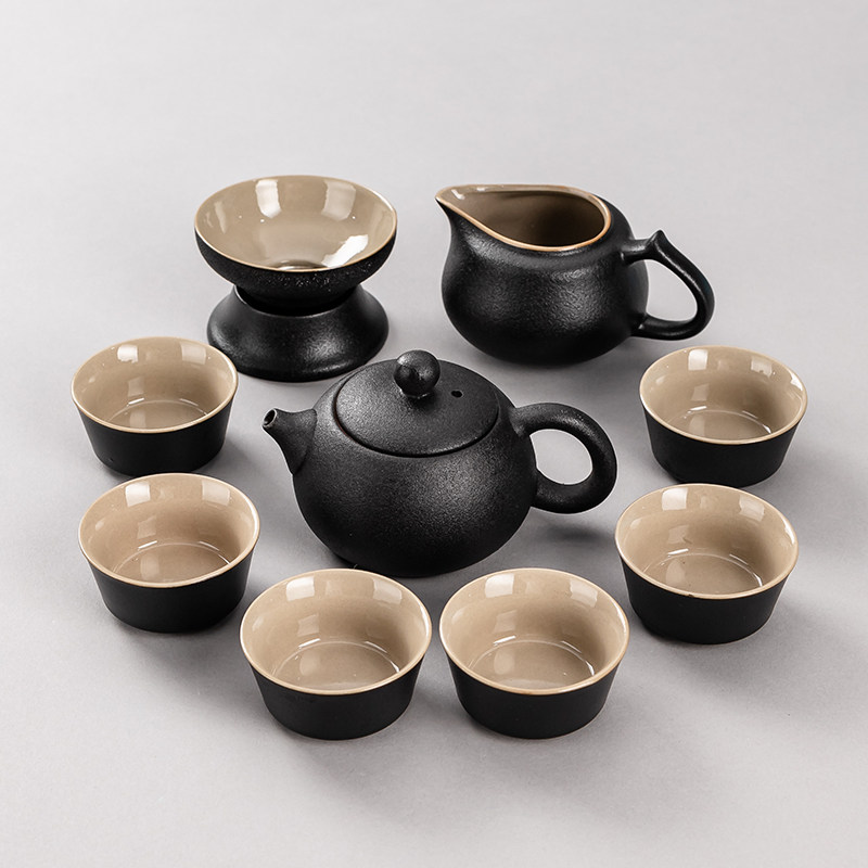 Tea set suit Home Living room Kung Fu Kung-fu small set of Ru kilo Kiln Ceramic Teapot of Ceramic Teapot of the Courtesy Office Guest-Taobao