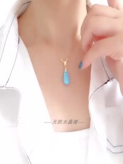 аксессуары для шеи 【白富美】绿松石吊坠锁骨链925银镀14k高瓷天然石豆荚挂坠项链女