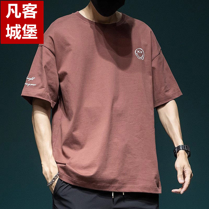 Vanke Castle Short-Sleeve T-Shirt for Men, 2026 Summer New Style, Loose Fit, Large Size, Half-Sleeve, Casual Pure Cotton T-Shirt for Big and Tall Men