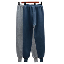 Middle aged mens male pure cotton triple laminated cotton warm pants thickened autumn pants high waist pants with enlarged code loose line pants dad