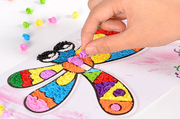 Hoa dâm bụt Thiên thần dính giấy nghệ thuật Vẽ tranh cho trẻ em Handmade Creative Creative Giấy màu Dán trẻ em Đồ chơi giáo dục đồ chơi trẻ con