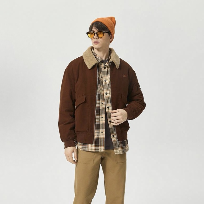 Cat Pilot Detachable Lamb Collar Jacket Barn-Style Cotton Coat Men's Cotton Jacket Cn3Qju37011