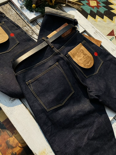 Ретро синие классические джинсы, штаны, в американском стиле, 14 унции, средняя посадка