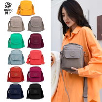 Inclined Satchel Bag for women Canvas Mini Single Shoulder Bag Waterproof Nylon Small Satchel Tourist Trumpet Backpacker Mobile Phone Bag