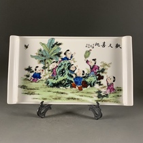 Jiangxi Porcelain Companys Pastel Characters Boy and Tea Tray Antique Porcelain Ornaments Factory Collection