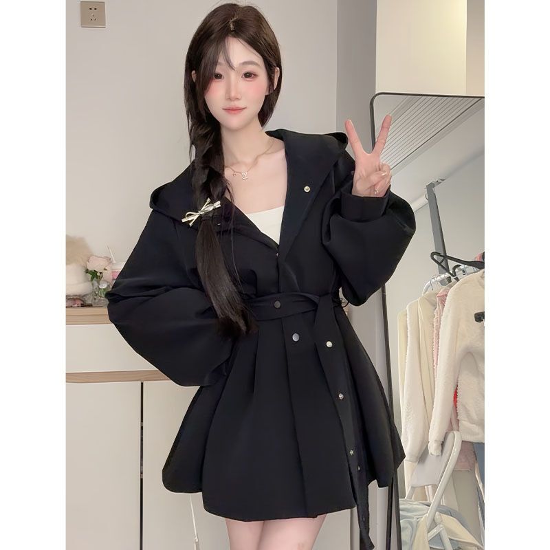 Bule Blue Planet Windbreaker Jacket for Women 2026 Short Lantern Sleeve Petite Coat Popular Spring Windbreaker Dress