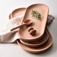 Nhật Bản retro khay gỗ hình bầu dục tấm gỗ bạch đàn khay bánh mì sushi tấm tấm trái cây sáng tạo - Tấm thìa gỗ