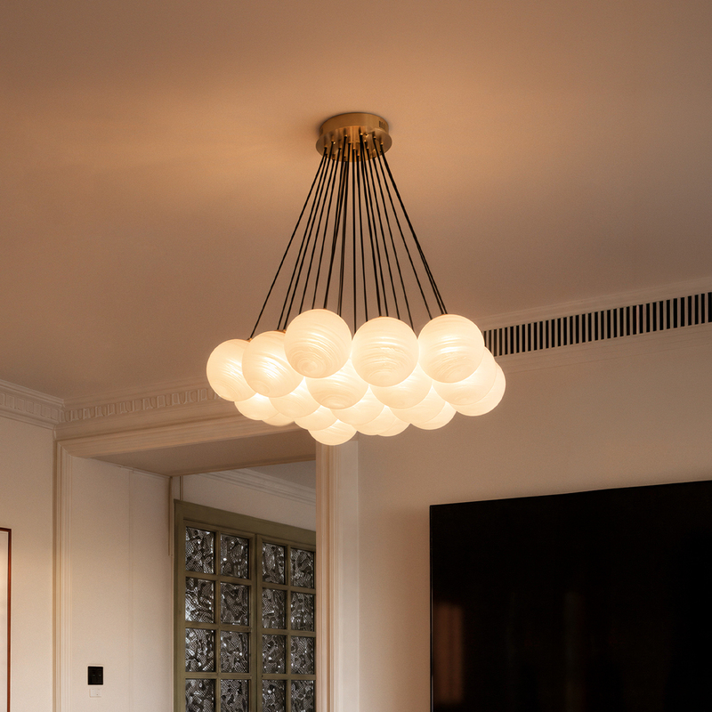 Western-Style Planet Lamp Bubble Ball Chandelier French Cream Style Bedroom Magic Bean Glass Moon Living Room Trendy Lighting Fixtures