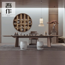 Designer High Dine Tea Table Clubhouse Villa Rectangular Tea Table New Chinese Kung Fu Tea Terrace Hotel Furniture Custom