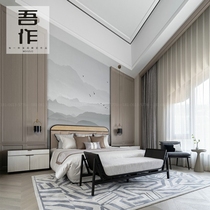 Modern rattan double bed hotel villa club model room rattan dining table and chairs negotiation chair full set of furniture customization