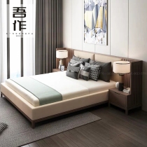 New Chinese meditation Double beds 2 0 m Bedrooms modern minimalist wedding bed Hotel Prototype room furniture Customised