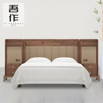 New Chinese Solid Wood Double Bed Clubhouse Villa China Wind Main Sleeper Wedding Bed Hotel Folk Juku Engineering Furniture Custom