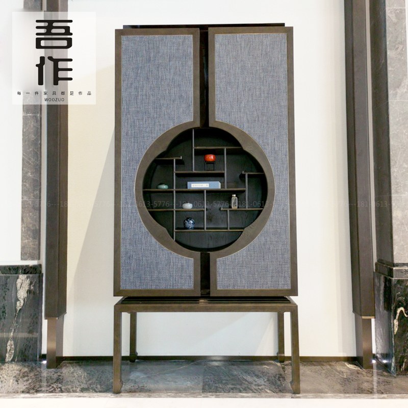 Designer wardrobe decoration cabinet hotel club lobby Chinese style decorative cabinet new Chinese high-end furniture customization